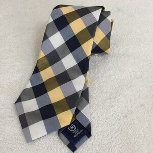 Mens Vintage Tie Chaps Yellow Blue Plaid 100% Polyester 3 in Wide Y2K